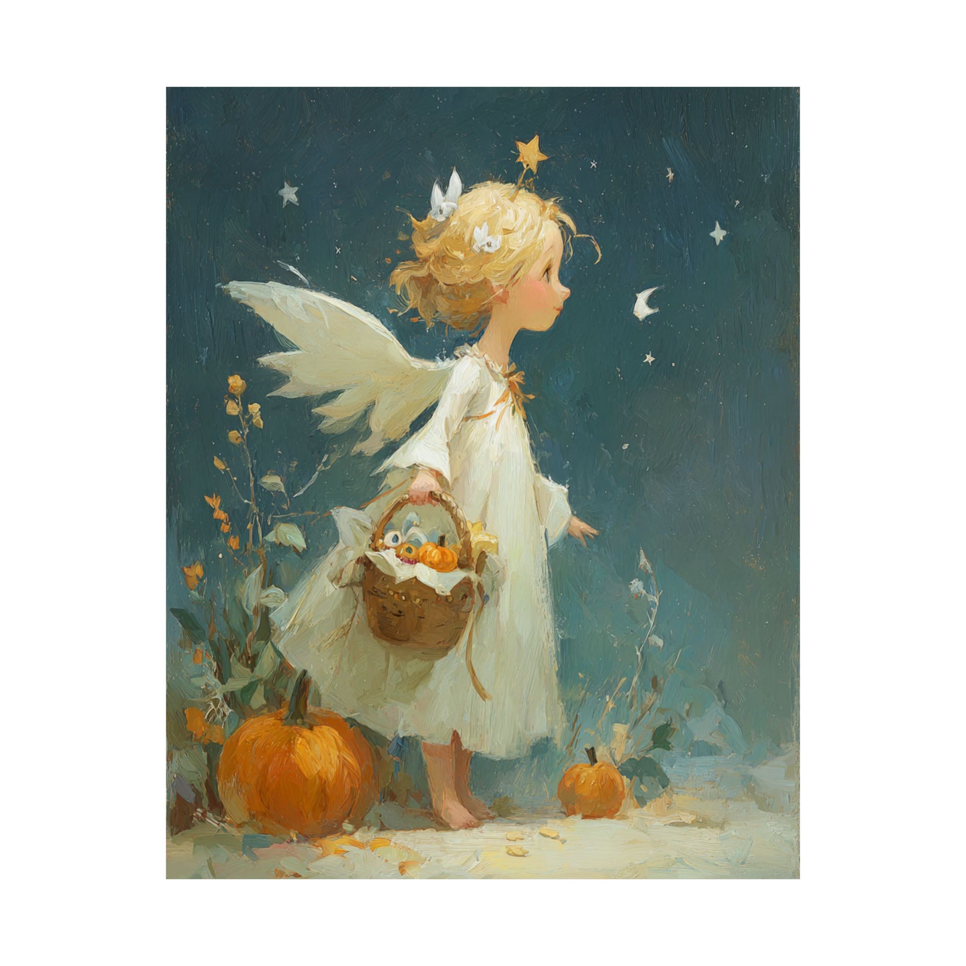 Whimsical Autumn Fairy Poster Art | Magical Home Decor, Halloween Decor, Angel Poster, Gift for Kids, Seasonal Art