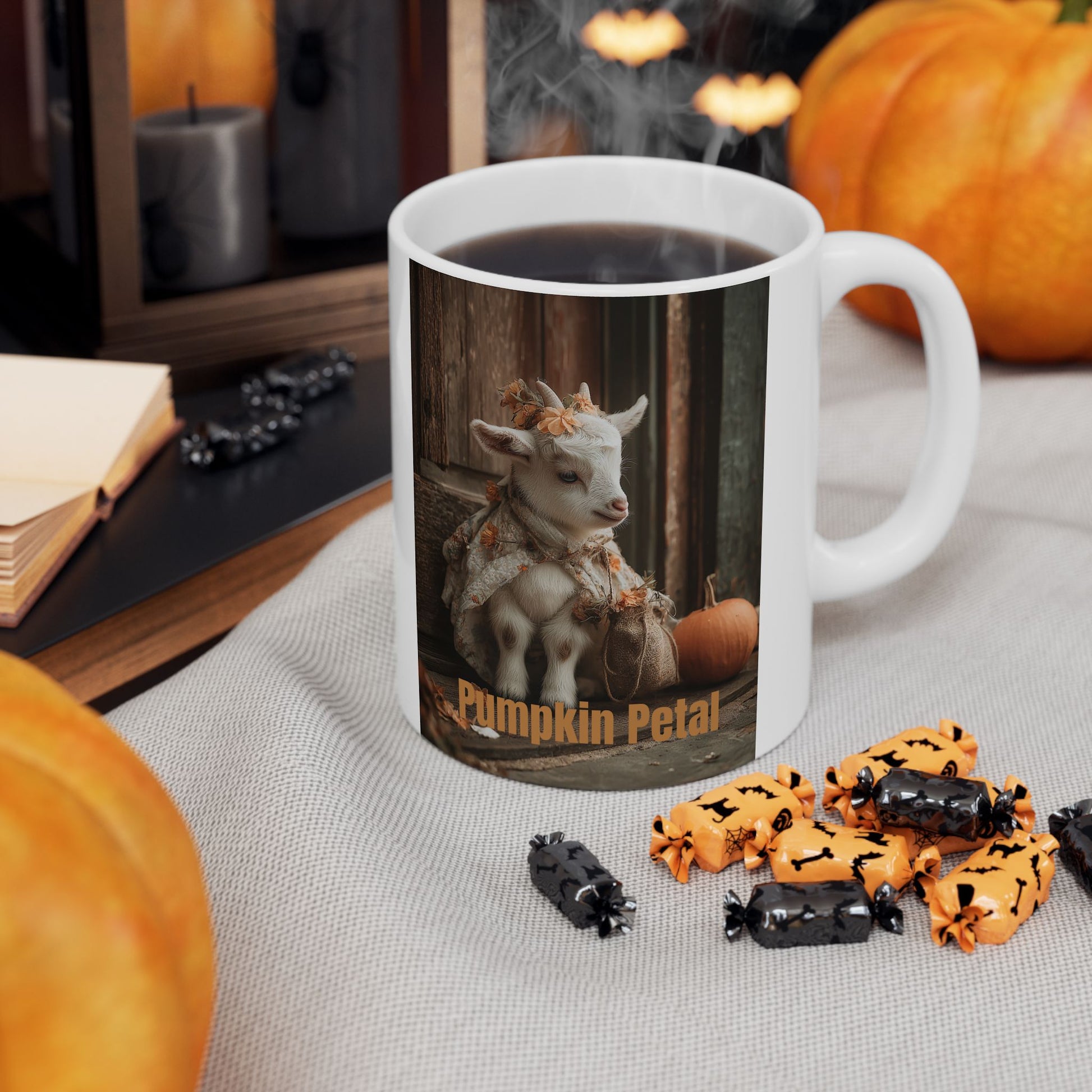 Pumpkin Petal – Autumn Goat Mug (11 oz and 15 oz Ceramic)