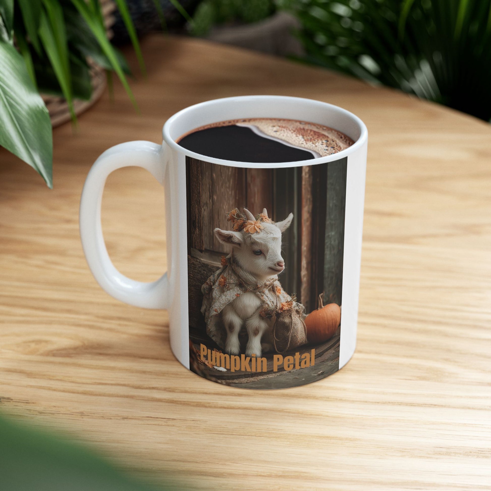 Pumpkin Petal – Autumn Goat Mug (11 oz and 15 oz Ceramic)