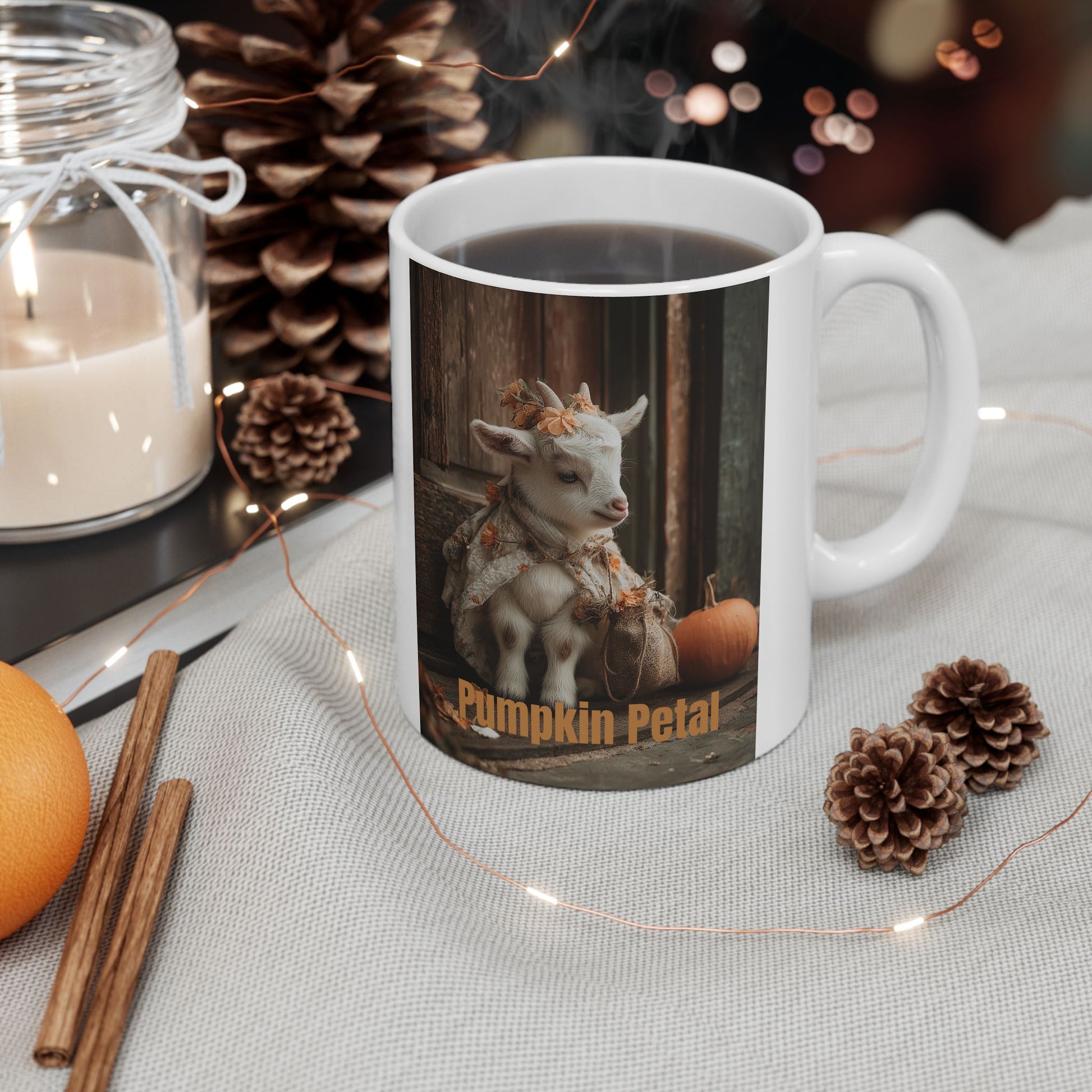 Pumpkin Petal – Autumn Goat Mug (11 oz and 15 oz Ceramic)